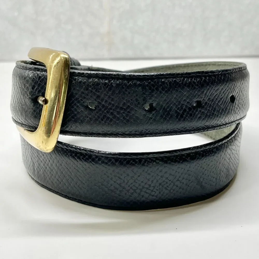 Vintage Black Faux Snakeskin Leather Brighton Womens Belt Size XS Small Brass